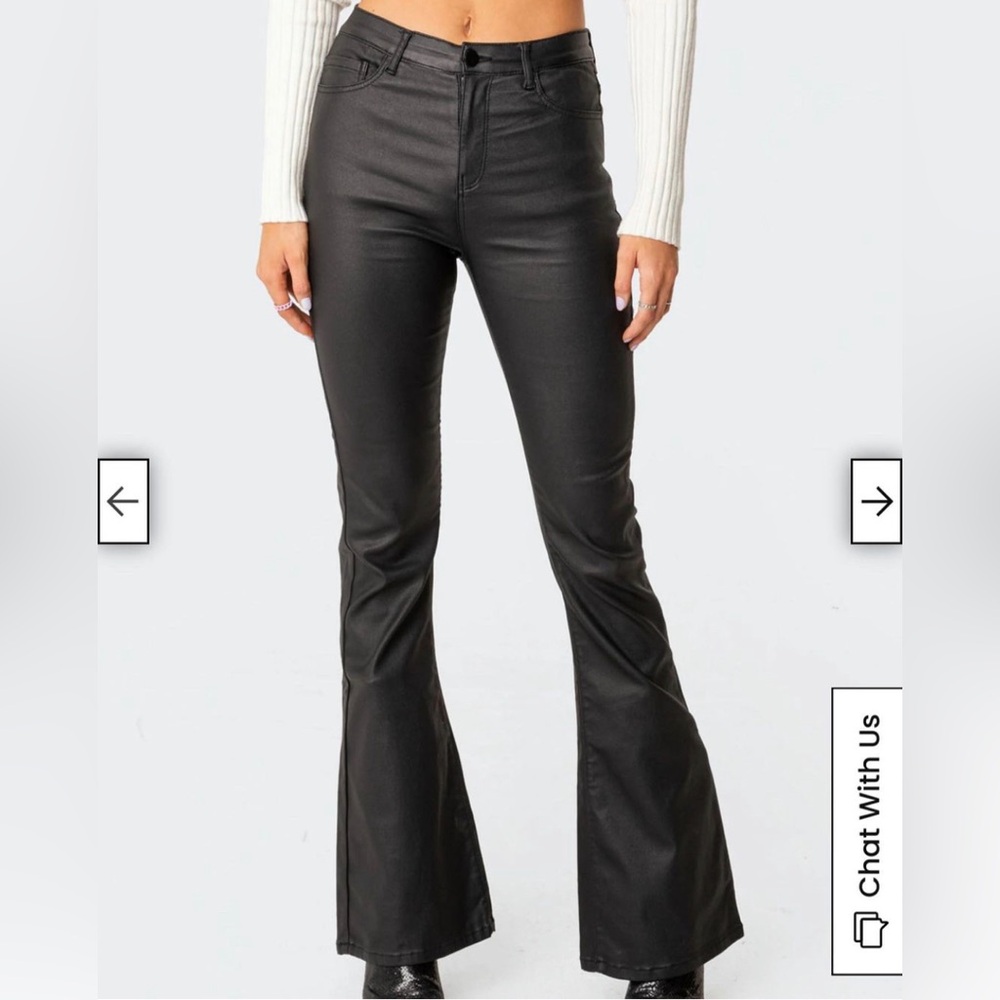 Edikted black faux leather pants